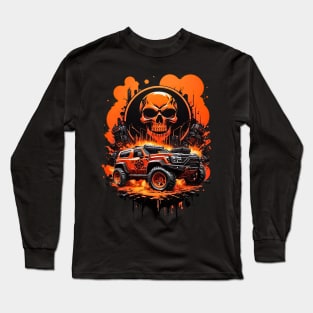 Cybertruck cyberpunk skulls apocalyptic futuristic scifi retro poster Long Sleeve T-Shirt